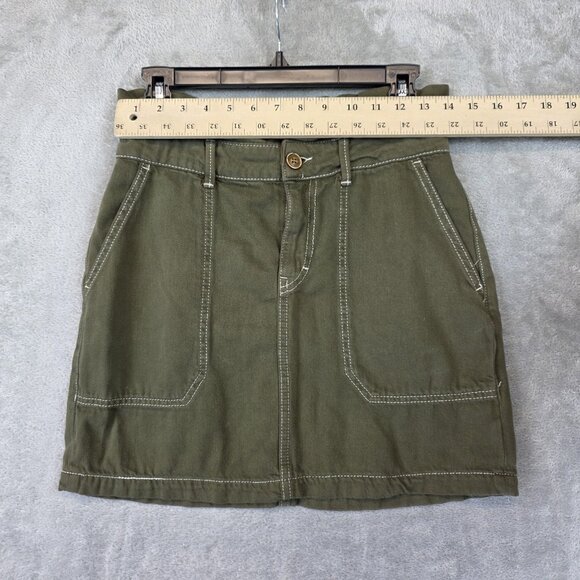 Free People Skirt Womens 6 Green Utility Paperbag Waist Pockets Mini Casual - Picture 7 of 9